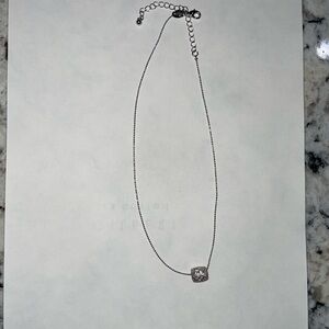 Like New  Lia Sophia, Silver Plated with Barrell Slide Pendant 16”-19”